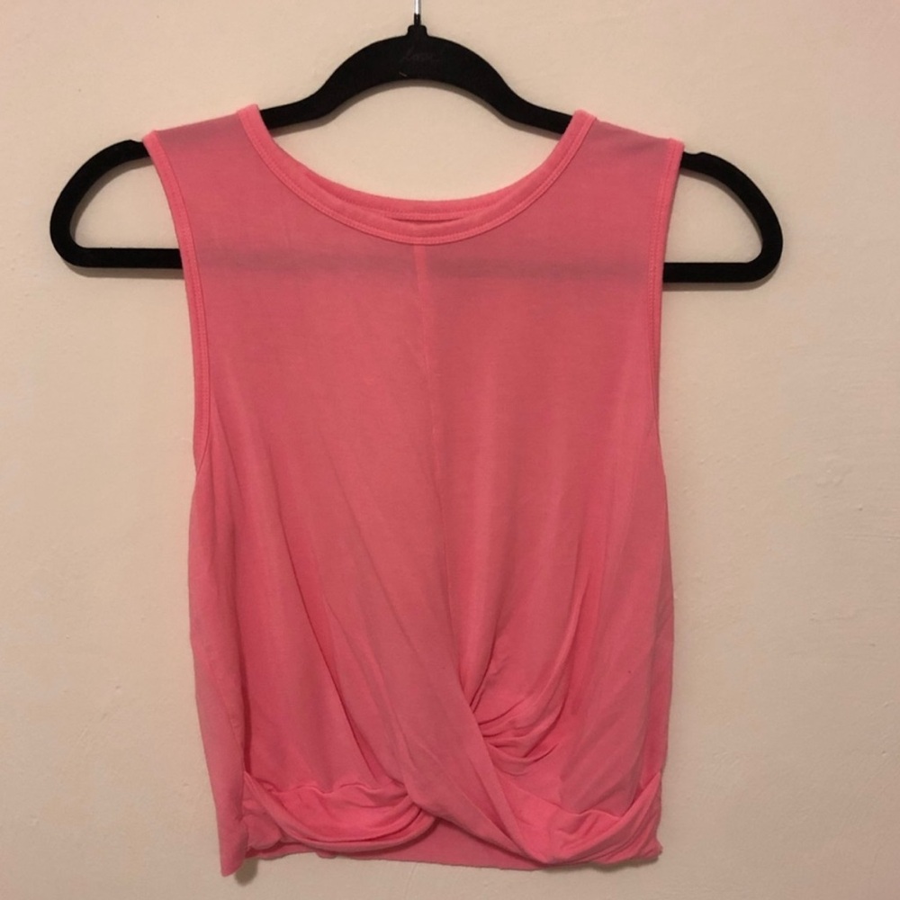 All Yoga Pink Sleeveless Twist Front Top